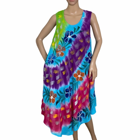 😳SALE😳 MM Collection Women Dress Multi Blue Baltic  Rayon - Picture 1 of 8